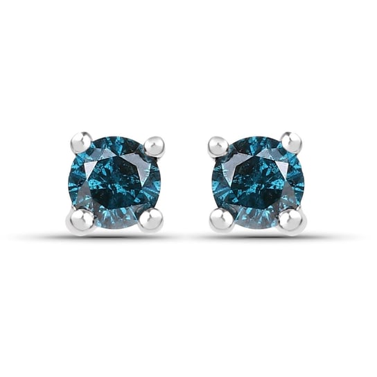 Srebrne kolczyki z naturalnymi niebieskimi diamentami 0,25 ct Biżuteria Prana