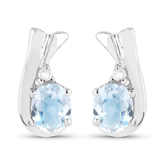 Srebrne kolczyki z naturalnymi niebieskimi topazami i diamentami 0,74 ct Biżuteria Prana