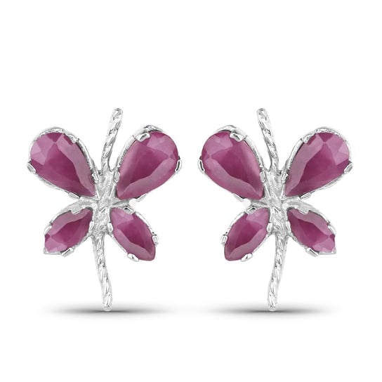 Srebrne kolczyki z naturalnymi rubinami motylki 1,48 ct Biżuteria Prana