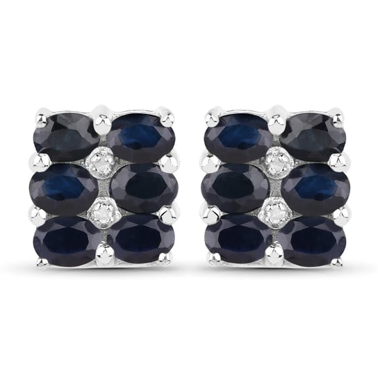 Srebrne kolczyki z naturalnymi szafirami niebieskimi i diamentami 3,02 ct Biżuteria Prana