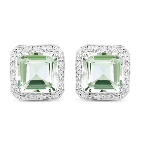 Srebrne kolczyki z naturalnymi zielonymi ametystami i diamentami 9,16 ct Biżuteria Prana