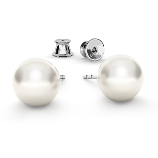 Srebrne kolczyki z perłą, srebro 925 : Perła - kolory - GAVBARI hodowane białe, Srebro - kolor pokrycia - Pokrycie platyną GIORRE