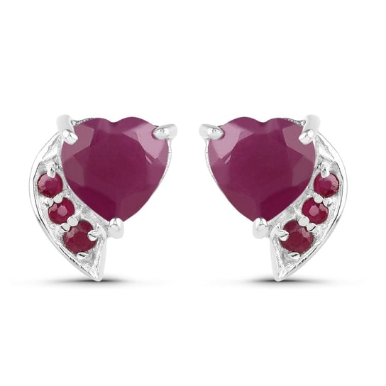 Srebrne kolczyki z rubinami w kształcie serduszek 1,78 ct Biżuteria Prana