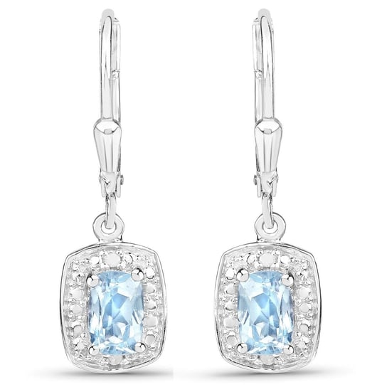 Srebrne kolczyki z topazami niebieskimi i diamentami 1,23 ct Biżuteria Prana