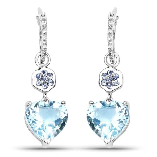 Srebrne kolczyki z topazami niebieskimi, tanzanitami, kryształami górskimi 7,33 ct Biżuteria Prana