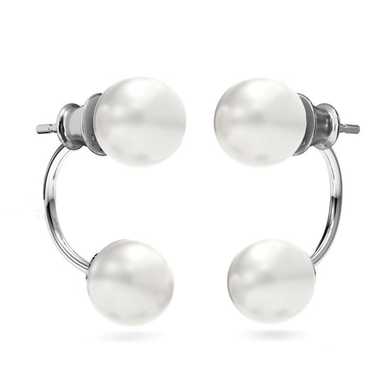 Srebrne kolczyki za ucho perła, srebro 925 : Perła - kolory - GAVBARI hodowane białe, Srebro - kolor pokrycia - Pokrycie platyną GIORRE