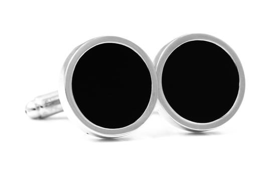 Srebrno-czarne okrągłe spinki do mankietów A126 Modini