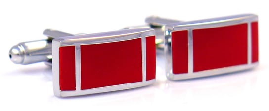 Srebrno-czerwone spinki do mankietów z pionowymi paskami N18 Modini