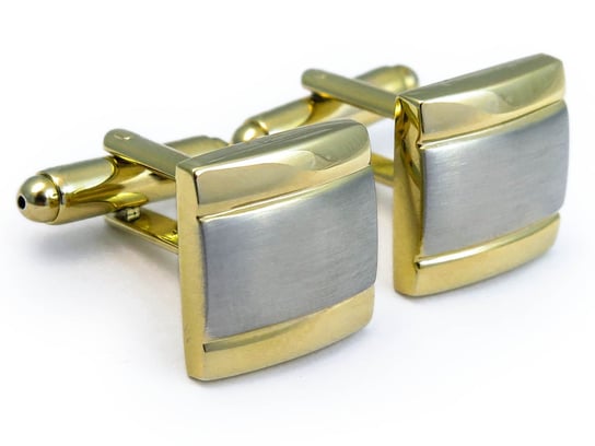 Srebrno-złote kwadratowe spinki do mankietów  N95 Modini