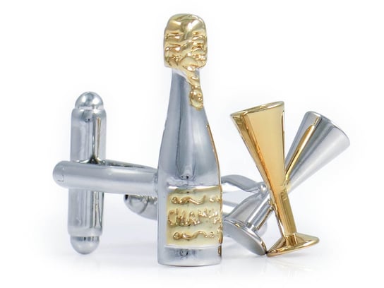 Srebrno-złote spinki do mankietów - szampan U224 Modini