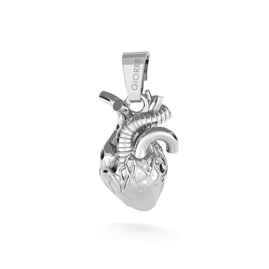 Srebrny charms beads zawieszka serce anatomiczne, srebro 925 : Srebro - kolor pokrycia - Pokrycie platyną, Wariant - Zawieszka GIORRE