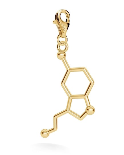 Srebrny charms beads zawieszka - serotonina, wzór chemiczny, srebro 925 : Srebro - kolor pokrycia - Pokrycie żółtym 18K złotem, Wariant - Charms GIORRE