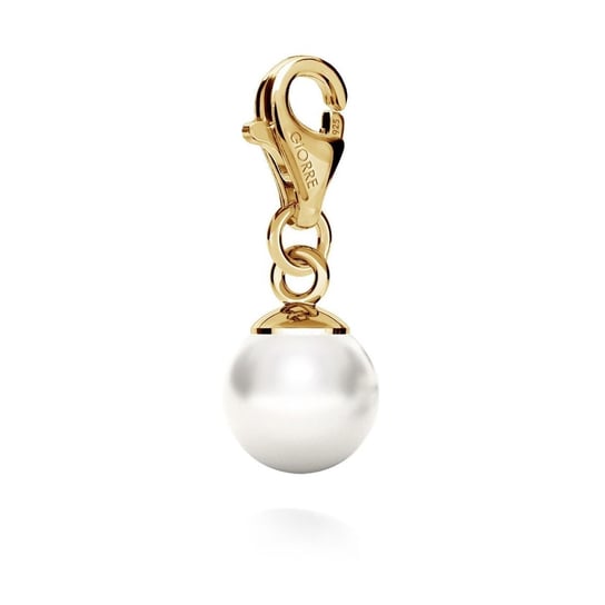 Srebrny charms perła, srebro 925 : Perła - kolory - GAVBARI hodowane białe, Srebro - kolor pokrycia - Pokrycie żółtym 18K złotem GIORRE