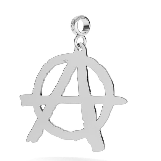 Srebrny charms zawieszka znak symbol anarchii grawer 925 : Srebro - kolor pokrycia - Pokrycie platyną, Wariant - Beads GIORRE