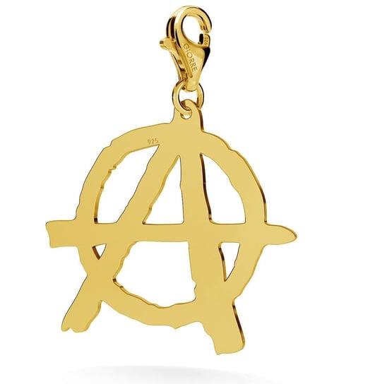 Srebrny charms zawieszka znak symbol anarchii grawer 925 : Srebro - kolor pokrycia - Pokrycie żółtym 18K złotem, Wariant - Charms GIORRE