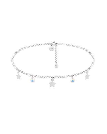 Srebrny choker z gwiazdkami i kryształami SWAROVSKI® CRYSTAL sotho