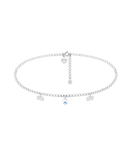 Srebrny choker z prostokątnymi blaszkami i kryształem SWAROVSKI® CRYSTAL sotho