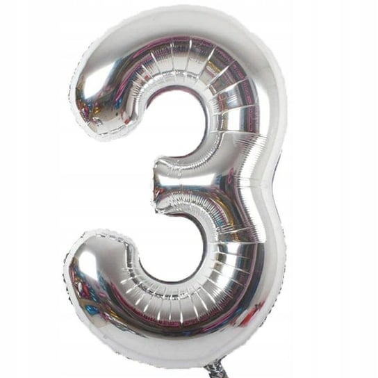 Srebrny Duży Foliowy Balon Na Urodziny Cyfra 3 Inna marka