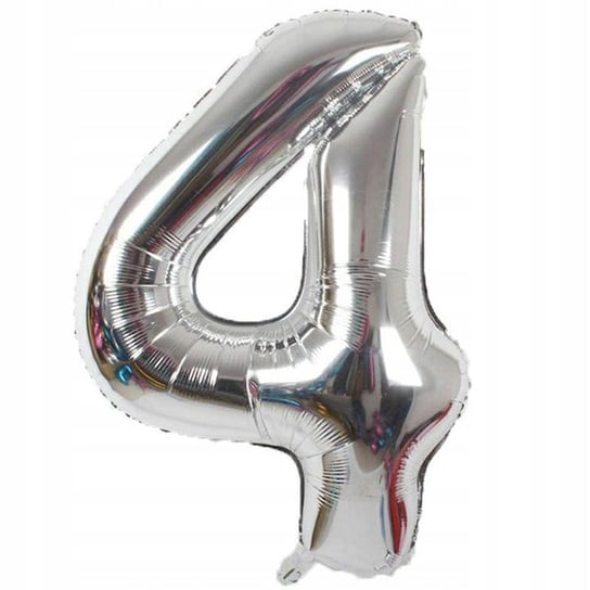 Srebrny Duży Foliowy Balon Na Urodziny Cyfra 4 Inna marka