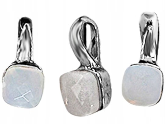 Srebrny komplet biżuterii 925 białe kamienie eleganckie kwadraciki prezent Lovrin