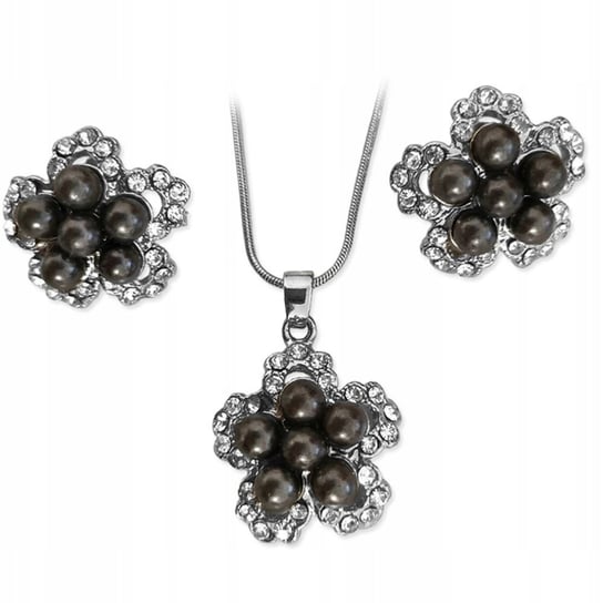 Srebrny komplet biżuterii damskiej elegancki srebrzony motyw kwiatuszków Lovrin
