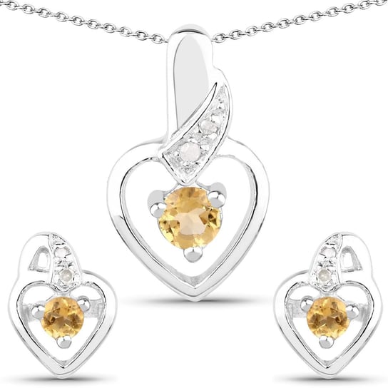 Srebrny komplet biżuterii z naturalnymi cytrynami i diamentami 0,49 ct Biżuteria Prana
