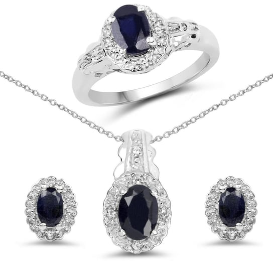 Srebrny komplet biżuterii z szafirami i kryształami górskimi 2,94 ct - 15 Biżuteria Prana