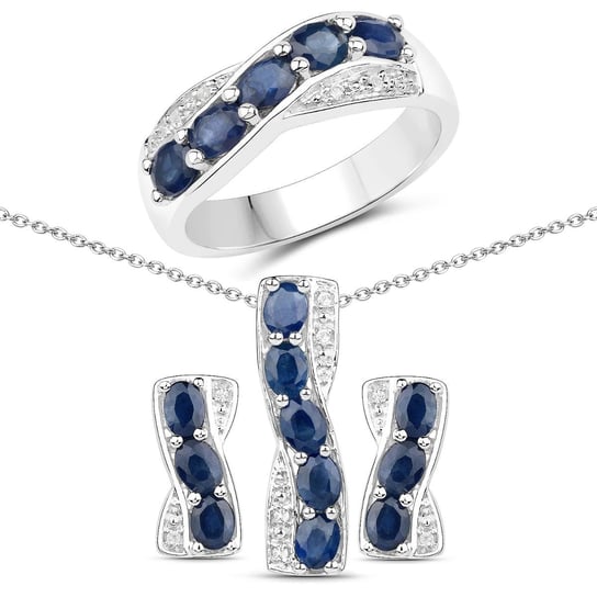 Srebrny komplet biżuterii z szafirami i kryształami górskimi 3,29 ct - 15 Biżuteria Prana