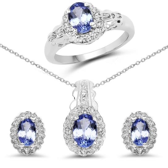 Srebrny komplet biżuterii z tanzanitami i kryształami górskimi 2,50 ct - 15 Biżuteria Prana