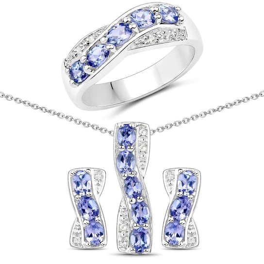 Srebrny komplet biżuterii z tanzanitami i kryształami górskimi 2.81 ct - 15 Biżuteria Prana