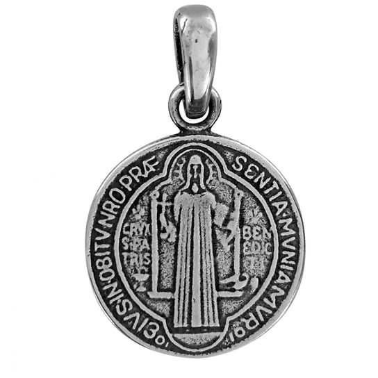 Srebrny Medalik Święty Benedykt Okrągły Ze Srebra Próby 925 AngelGold
