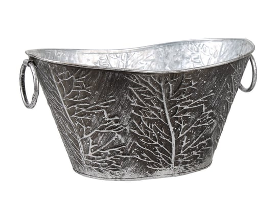 Srebrny Metalowy Koszyk Z Uchwytami Drzewa 31X20X14,5X15,5 Cm Tin Tours