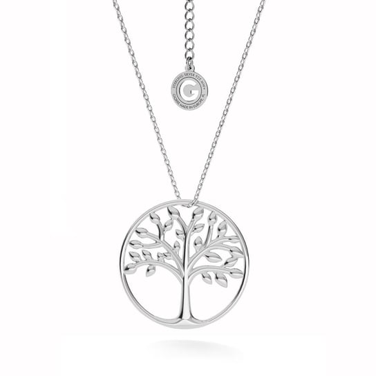 Srebrny naszyjnik drzewo szczęścia w okręgu, srebro 925 : Kolor pokrycia srebra - Pokrycie Jasnym Rodem GIORRE