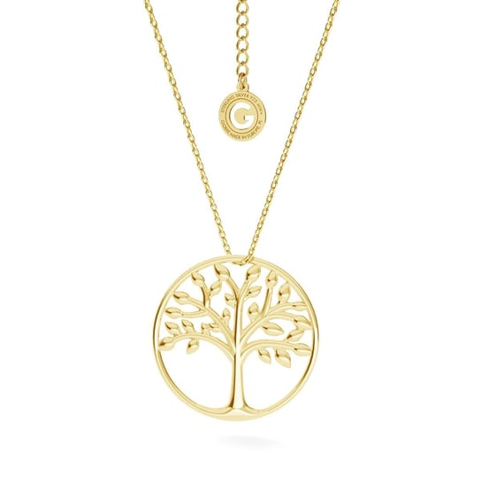 Srebrny naszyjnik drzewo szczęścia w okręgu, srebro 925 : Kolor pokrycia srebra - Pokrycie Żółtym 18K Złotem GIORRE