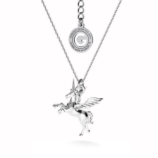 Srebrny naszyjnik jednorożec celebrytka srebro 925 : Srebro - kolor pokrycia - Pokrycie platyną GIORRE