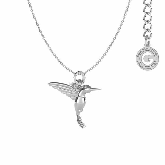 Srebrny naszyjnik koliber, srebro 925 : Srebro - kolor pokrycia - Pokrycie platyną GIORRE
