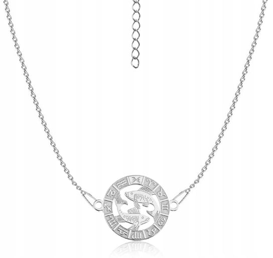 Srebrny naszyjnik rodowany znak zodiaku Ryby srebro 925 Nefryt