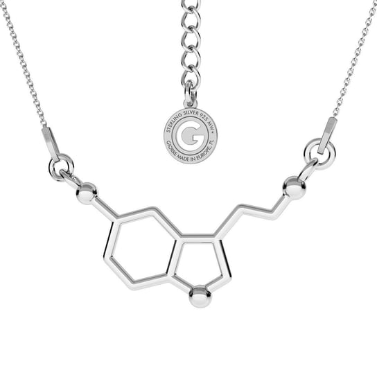 Srebrny naszyjnik - serotonina, wzór chemiczny, srebro 925 : Srebro - kolor pokrycia - Pokrycie platyną GIORRE