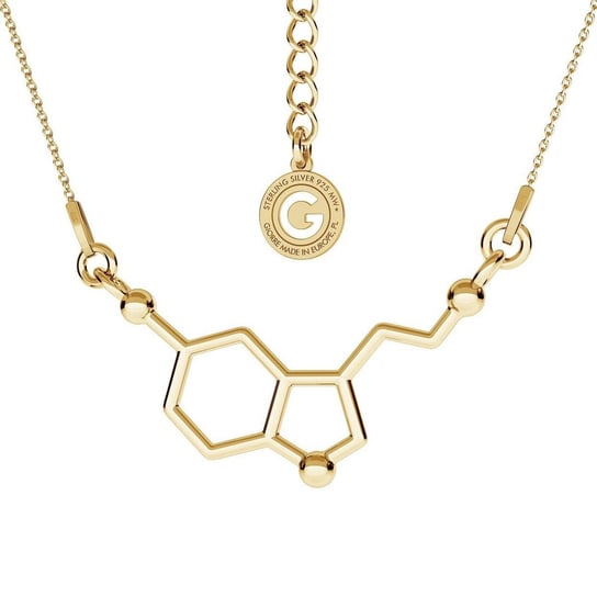 Srebrny naszyjnik - serotonina, wzór chemiczny, srebro 925 : Srebro - kolor pokrycia - Pokrycie żółtym 18K złotem GIORRE