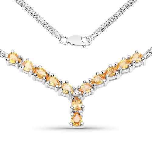 Srebrny naszyjnik z 12 naturalnymi szafirami żółtymi i diamentem 1,81 ct Biżuteria Prana