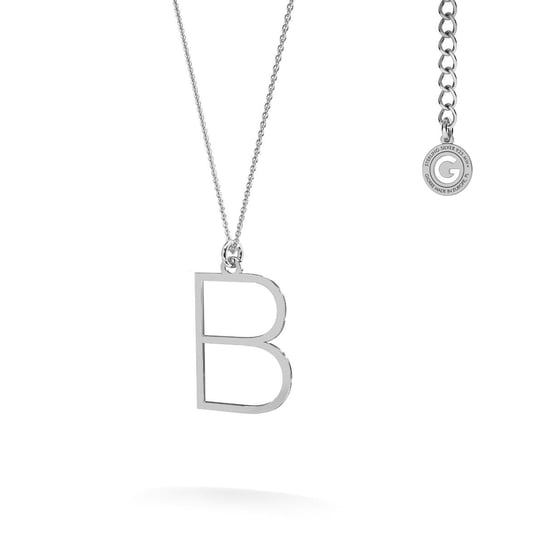 Srebrny naszyjnik z literką, alfabet, srebro 925 : Litera - B, Srebro - kolor pokrycia - Pokrycie platyną GIORRE