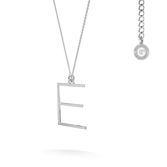 Srebrny naszyjnik z literką, alfabet, srebro 925 : Litera - E, Srebro - kolor pokrycia - Pokrycie platyną GIORRE