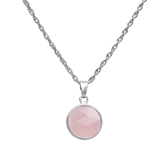 Srebrny naszyjnik z naturalnym kamieniem Gavbari - Rose Cut, srebro 925 : Długość (cm) - 40 + 5 , Kamienie naturalne - kolor - kwarc różowy, Srebro - kolor pokrycia - Pokrycie platyną,40 + 5 GIORRE
