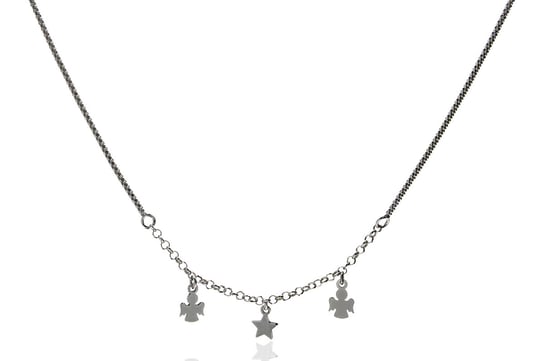 Srebrny naszyjnik z trzema zawieszkami (aniołki, gwiazdka) PERLEI
