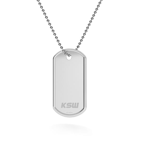 Srebrny nieśmiertelnik naszyjnik z logo KSW, łańcuch kulkowy, srebro 925 : Długość (cm) - 60, Srebro - kolor pokrycia - Platyną,Tak,60 GIORRE