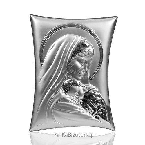 Srebrny obrazek Matki Boskiej z dzieciątkiem 15 x 20 Inna marka