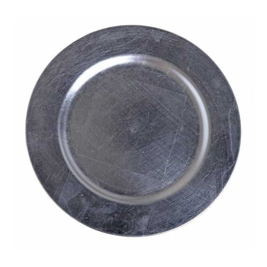 Srebrny, okrągły talerz Samaf Ø33 cm Duwen