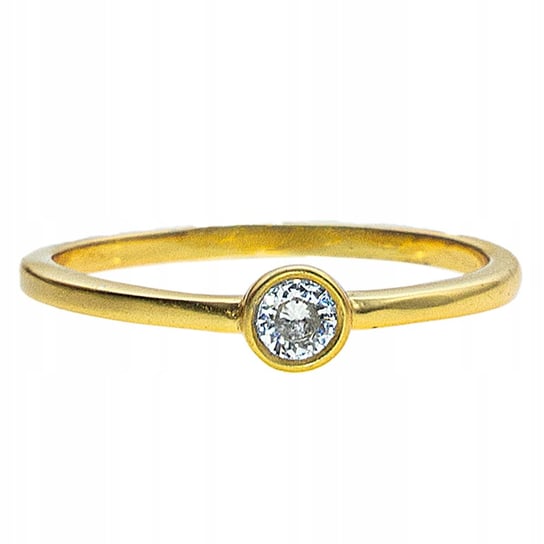 Srebrny pierścionek 925 delikatny pozłacany zdobiony białą cyrkonią 15 Lovrin