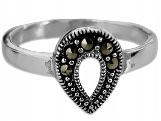 Srebrny pierścionek 925 łezka z markazytami 19r Lovrin