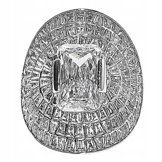 Srebrny pierścionek 925 masywny pierścionek z dużym cyrkoniowym oczkiem r15 Lovrin